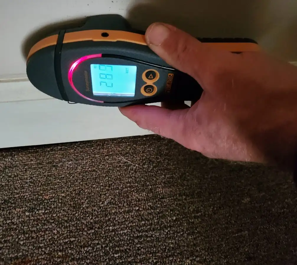 Moisture detection at baseboard during Burst Pipe Cleanup in Warminster